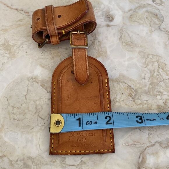 Vintage Louis Vuitton Vachetta Leather Luggage Tag & Poignet - Picture 9 of 10